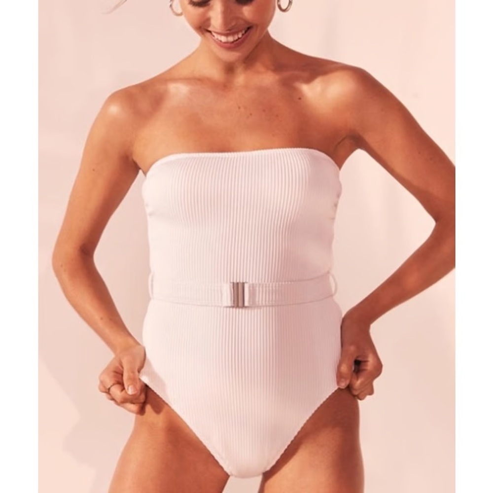 A&F Strapless Belted Swimsuit